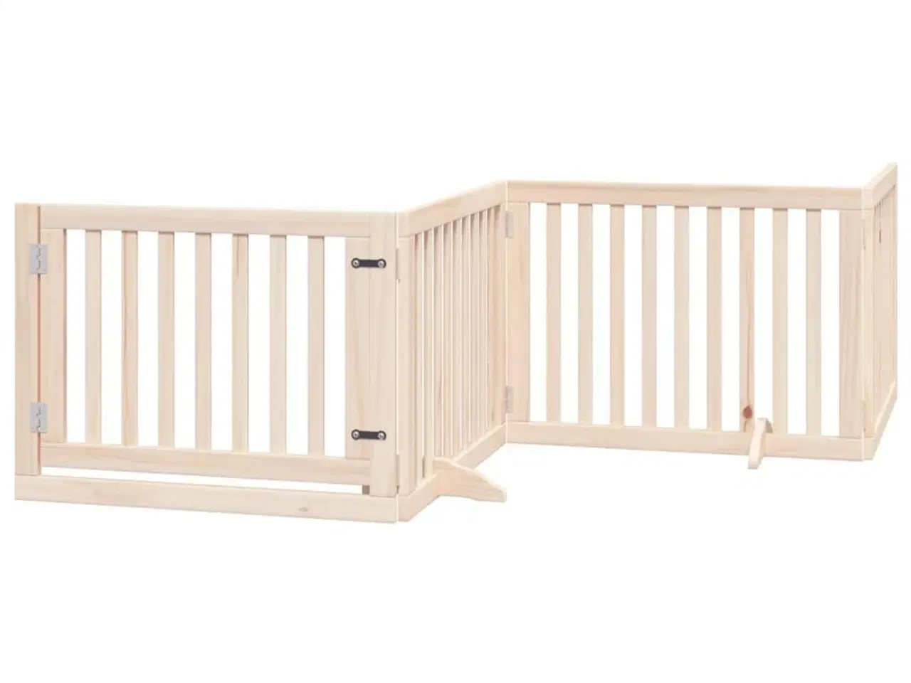 Billede 2 - Hundegitter med dør, foldbar, 4 paneler, 320 cm, poppeltræ
