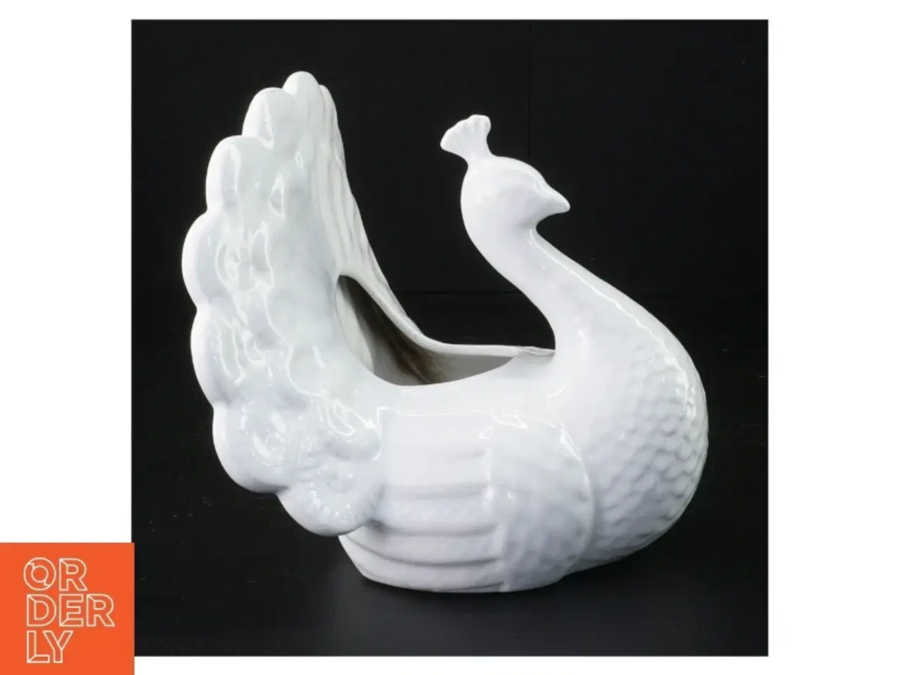 Billede 1 - Hvid påfugl porcelænsskål Urtepotte(str. 16 x 18 x 17 cm)