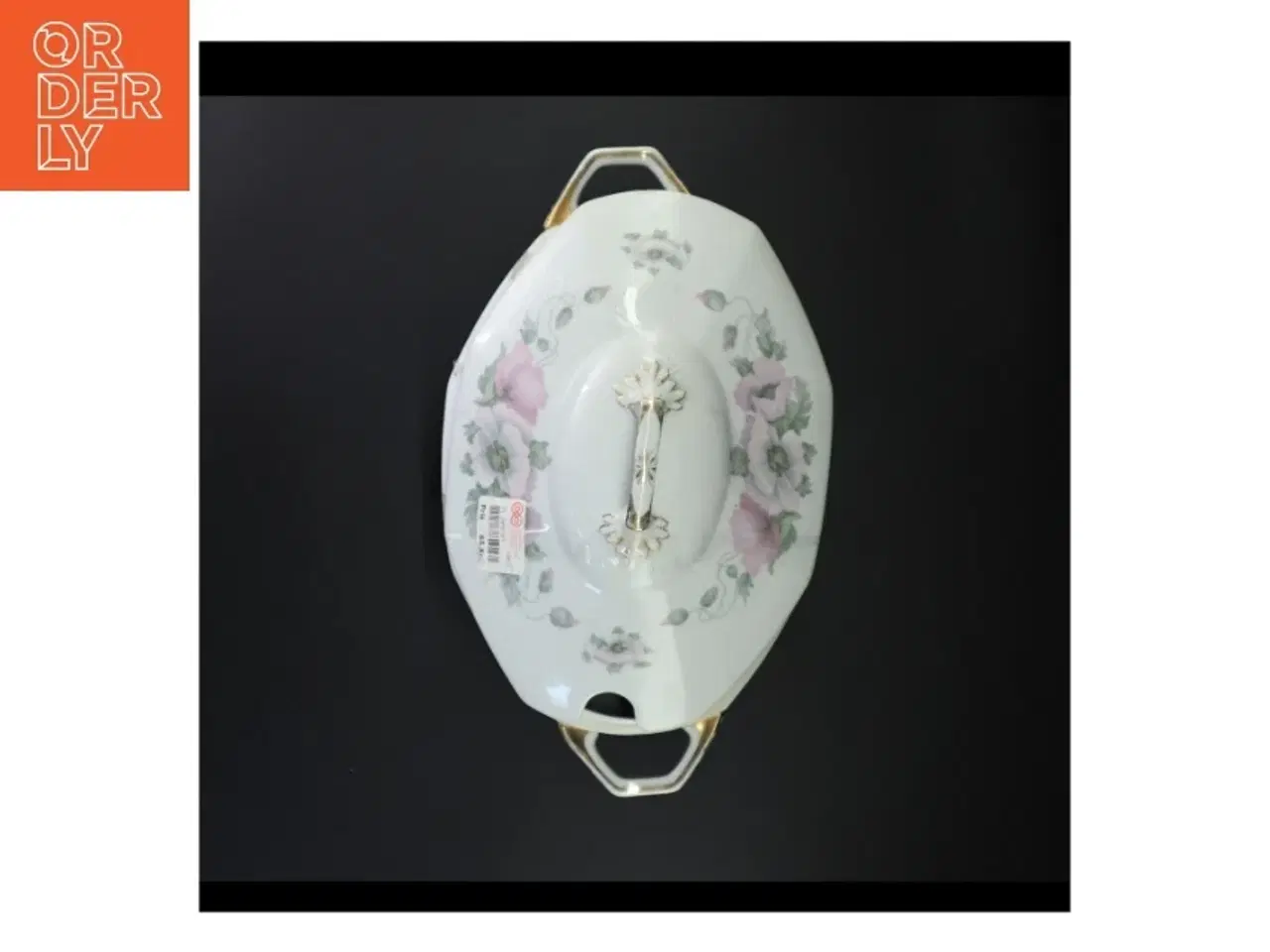 Billede 3 - Floral porcelæn serveringsskål med låg (str. 34 x 20 cm)