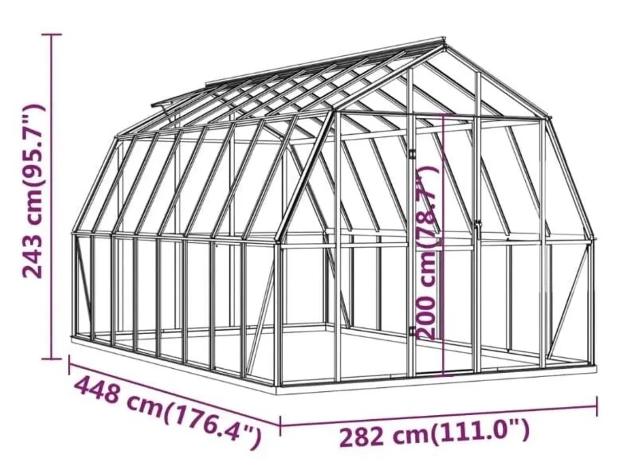 Billede 8 - Drivhus med fundamentramme 12,63 m² aluminium antracitgrå