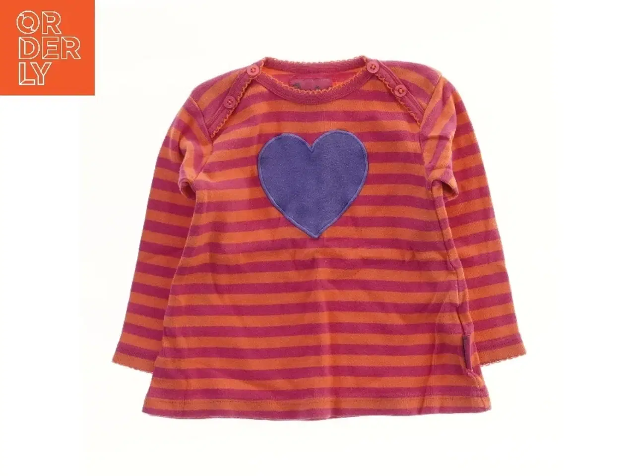 Billede 1 - Langærmet bluse med striber og hjerte fra Cupcake (str. 80)