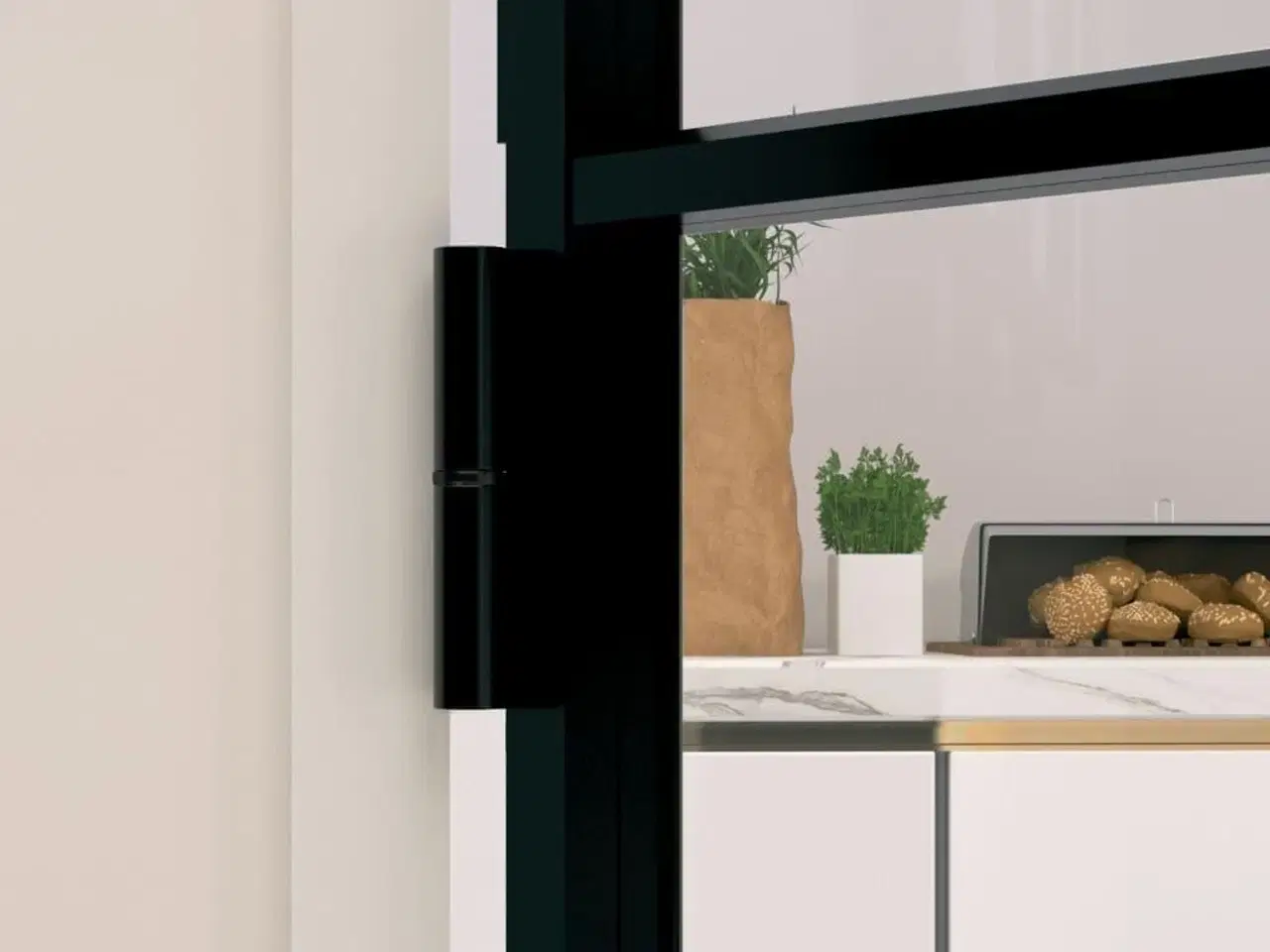 Billede 6 - Dør 76x201,5 cm hærdet glas og aluminium sort