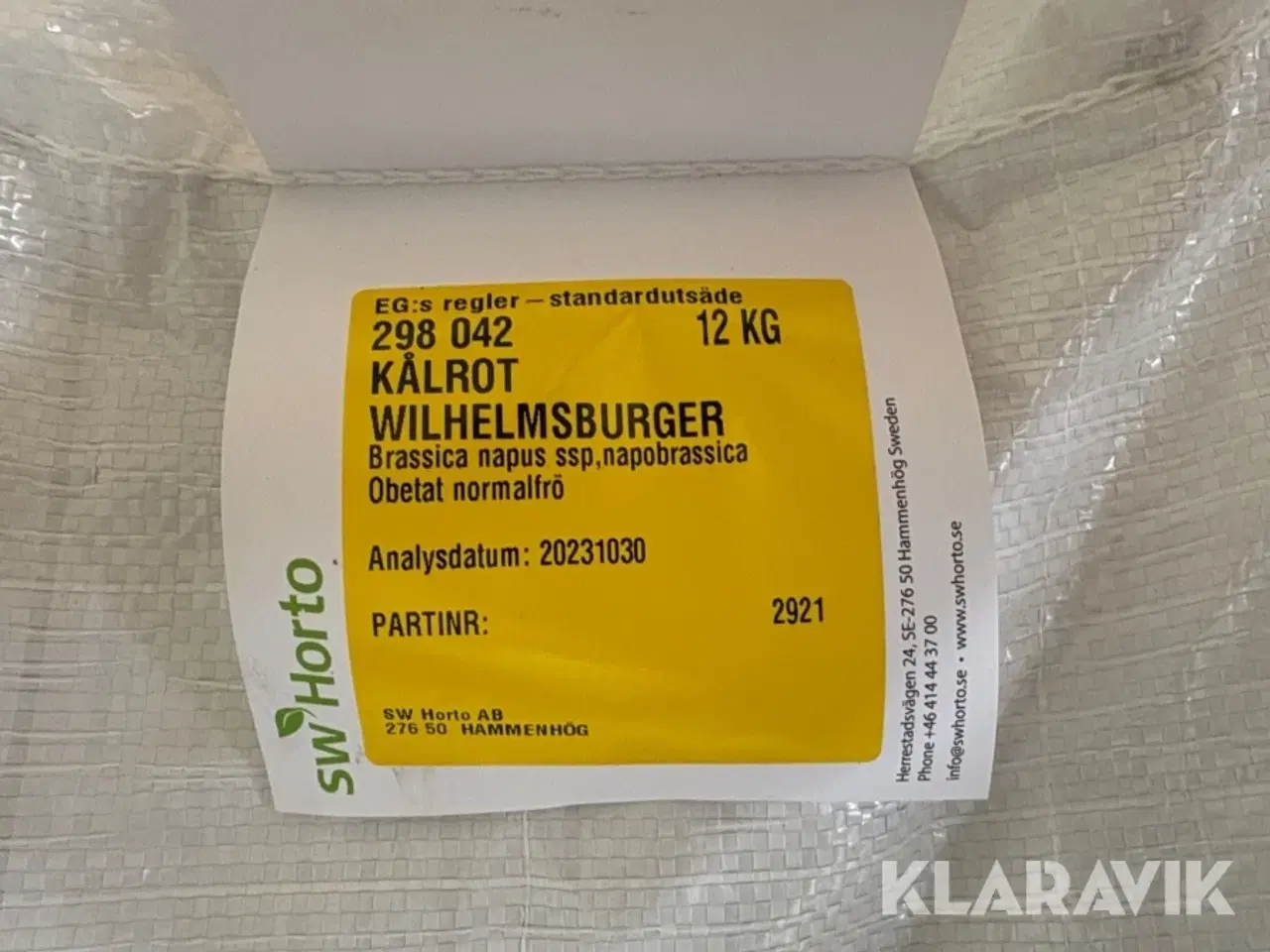 Billede 2 - Kålroe frø SW Horto 12 kg