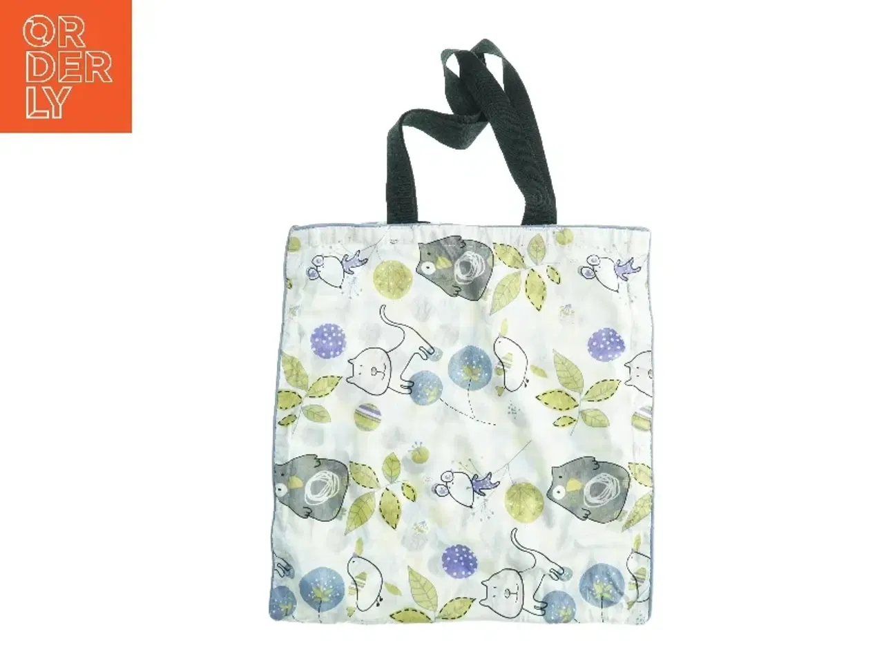 Billede 1 - Genanvendelig indkøbstaske med dyre- og prikmønster (str. 45. x 45 cm)