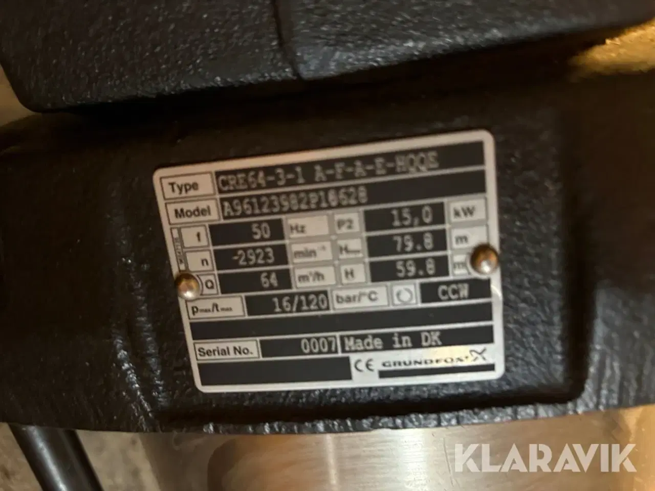 Billede 12 - Frekvensstyret pumpe Grundfos CRE64-3-1 , 15kW