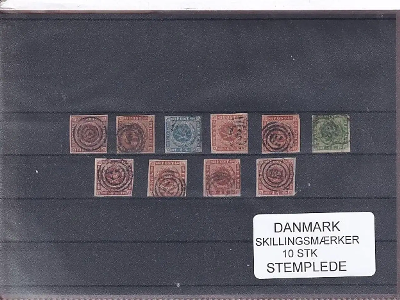 Billede 1 - Danmark - Skillingsmærker 10 Stk. - Stemplede