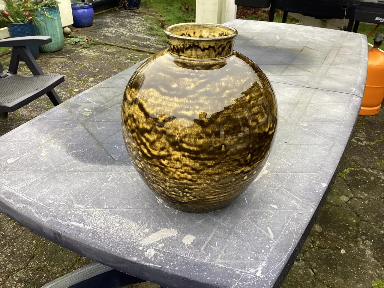 Billede 1 - Kähler vase højde 36 cm bred 30 uran glasur 