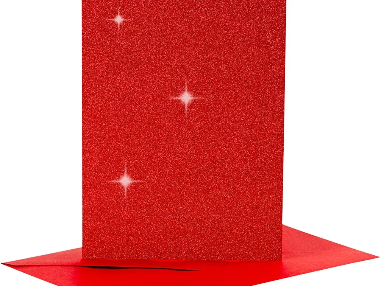 Billede 1 - Glitterkort og Kuverter - 4 sæt, Rød, 10,5x15 cm