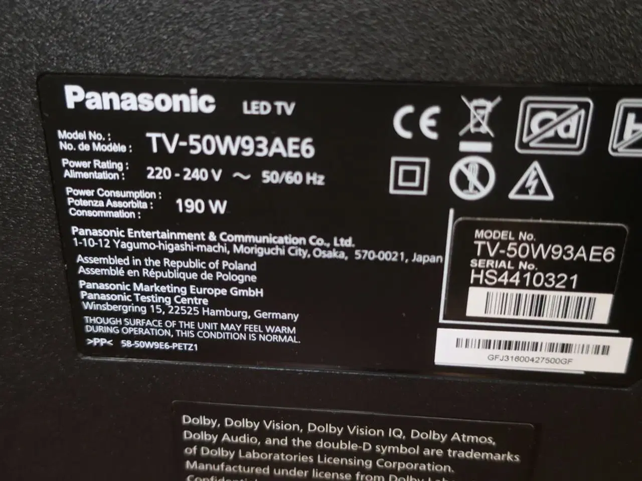 Billede 4 - 50" LED TV PANASONIC TV-50W93AE6
