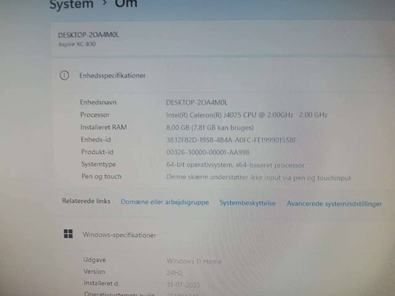 Billede 2 - Acer kontor computer med windows 11 dk