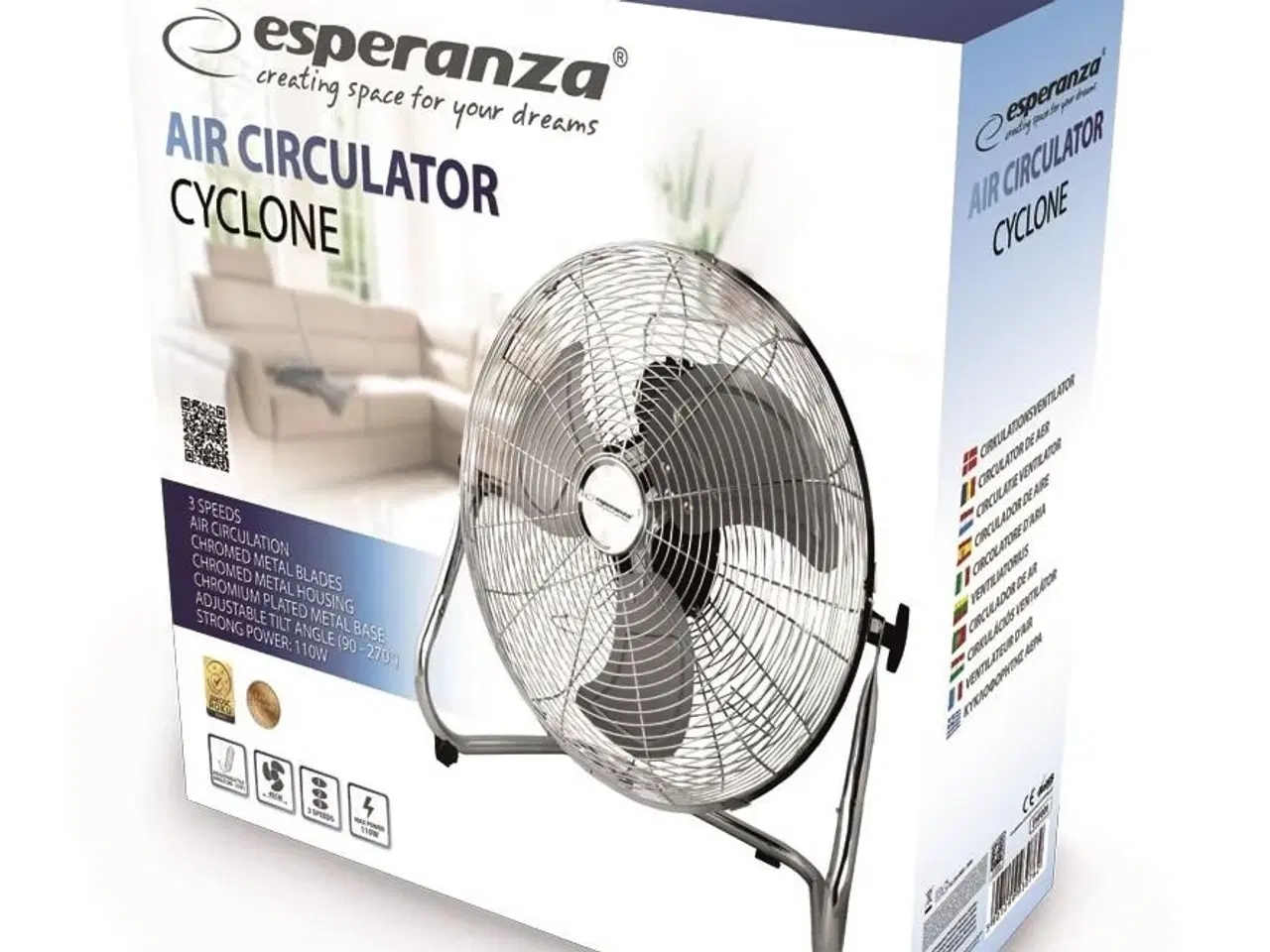 Billede 2 - Gulvventilator 18" Esperanza CYCLONE – krom