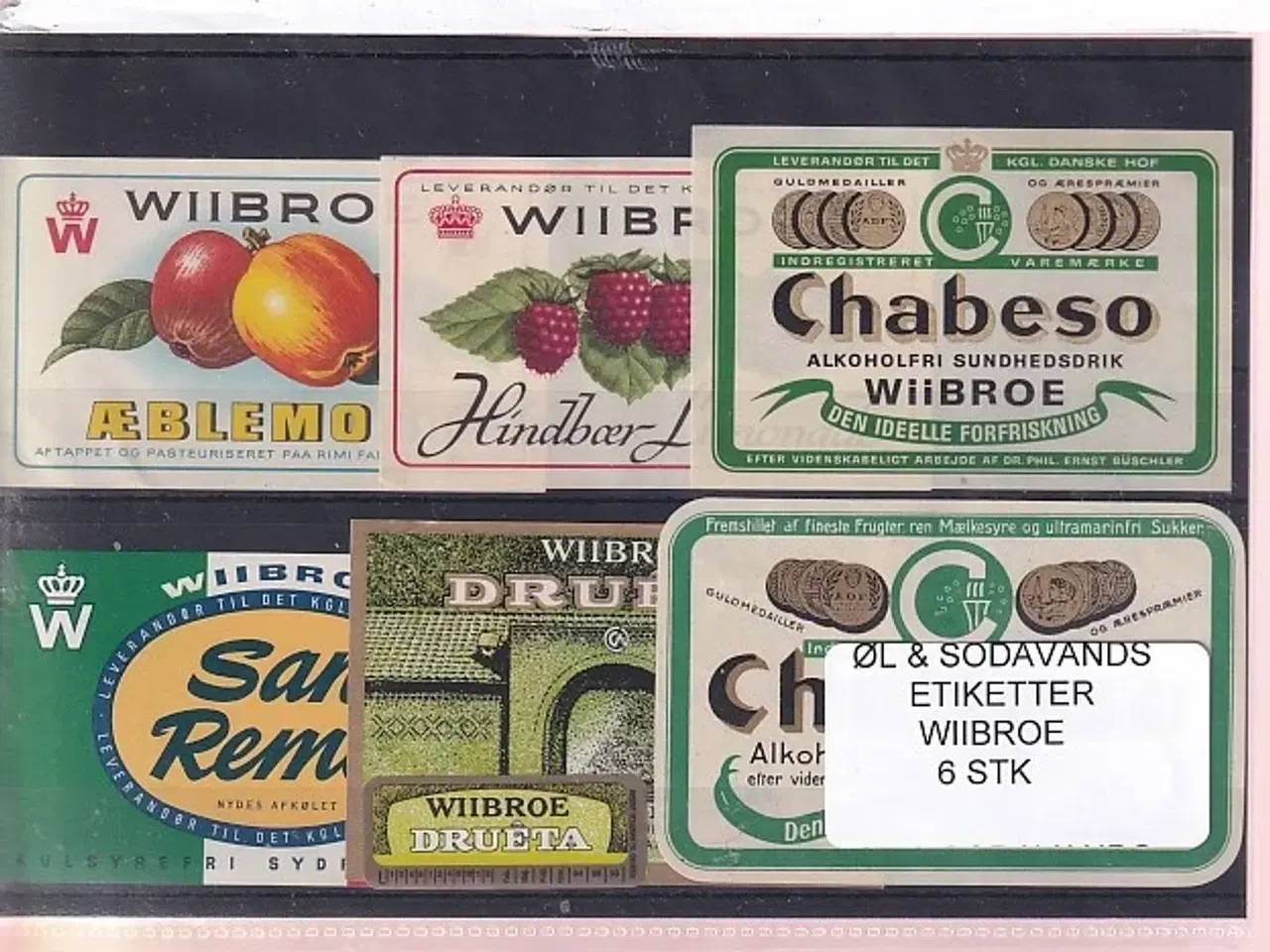 Billede 1 - Øl og Sodavands Etiketter - Wiibroe - 6 Stk.