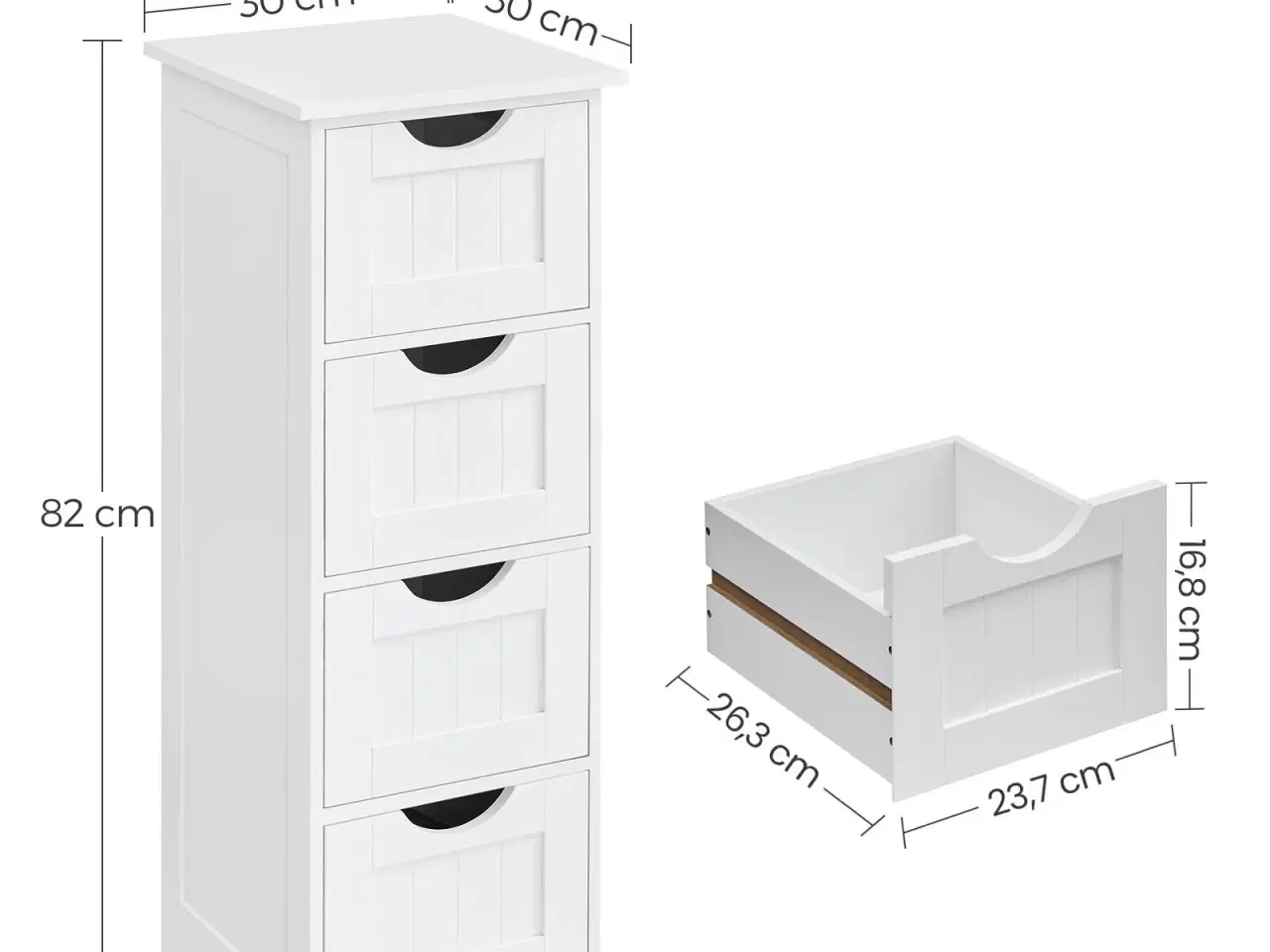 Billede 6 - Opbevaringsskab med skuffer 4 skuffer, 30 × 30 × 82 cm, hvid