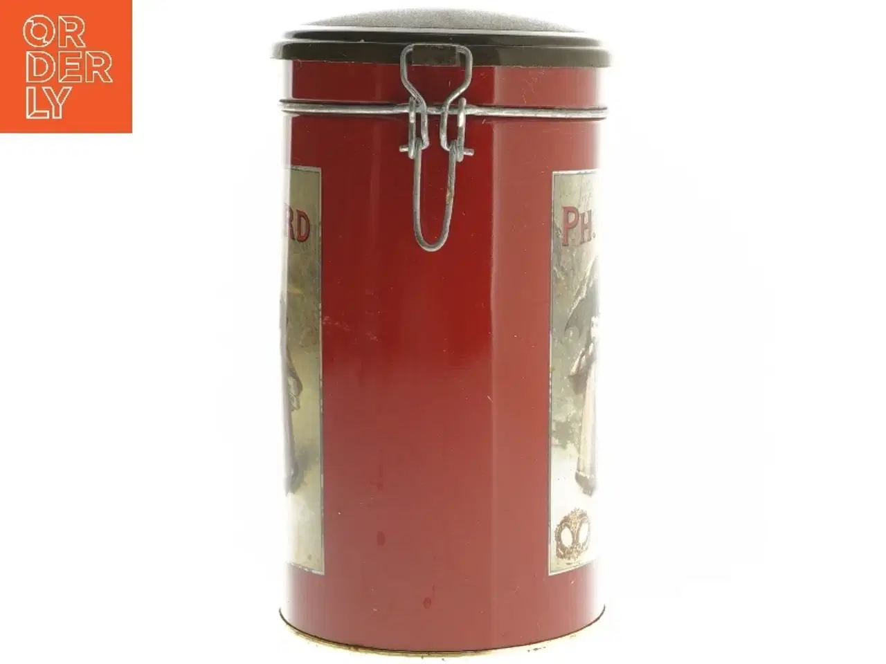 Billede 2 - Rød indretning dåse fra Ph. Suchard (str. Ø 11x20 cm)