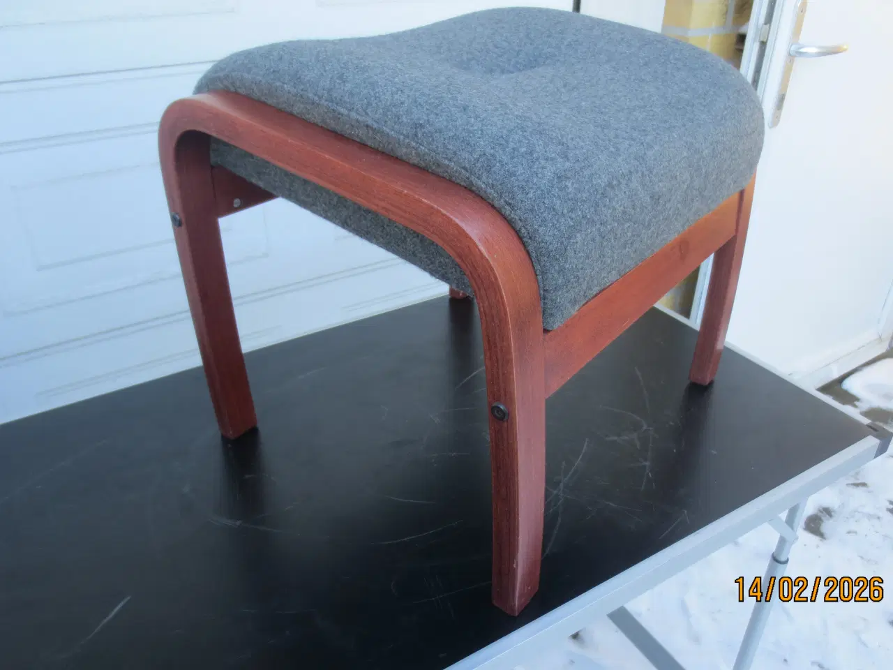 Billede 3 - 1 stk Fodskammel med Grøn stof