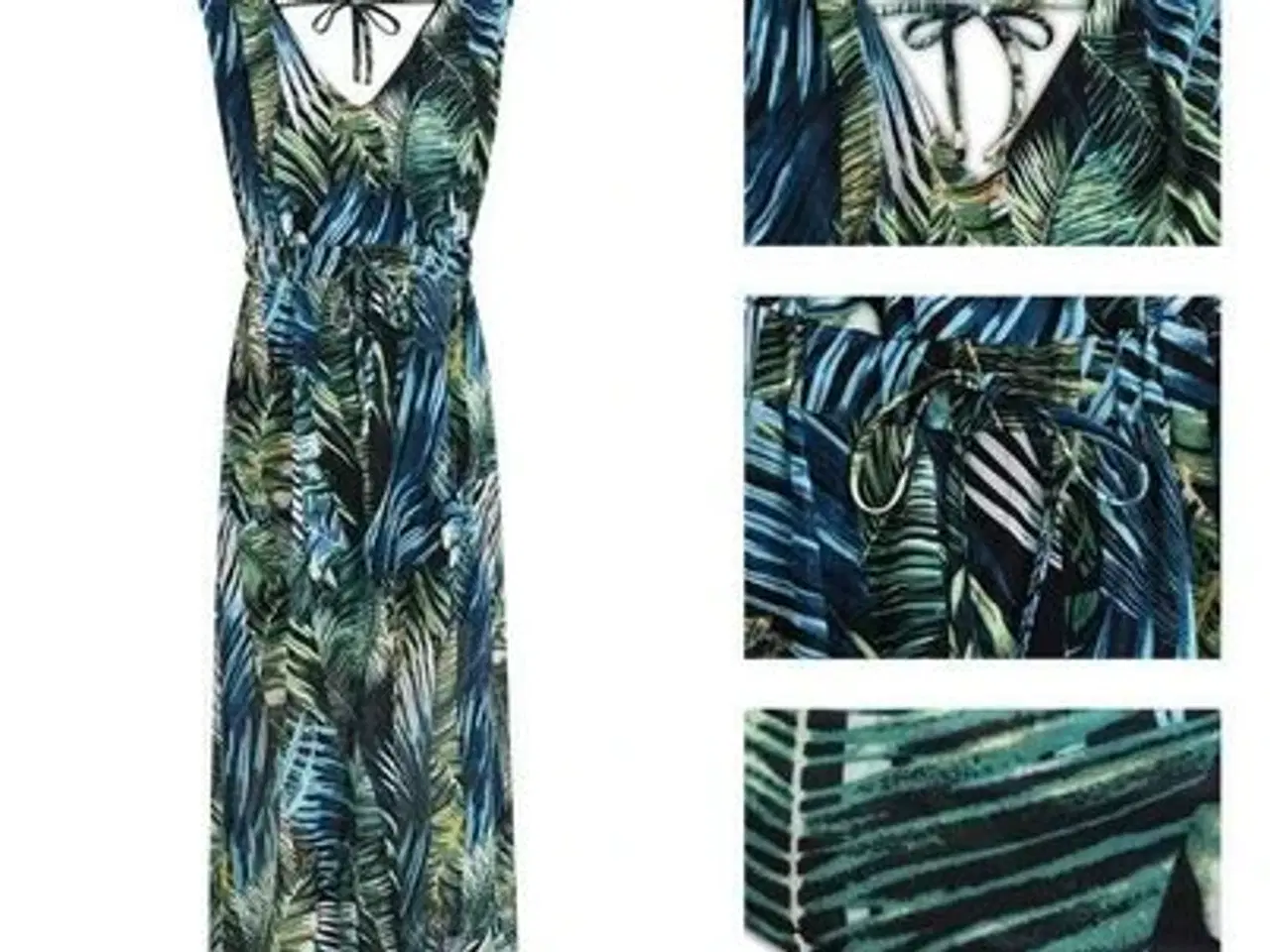 Billede 2 - BOHO Maxi kjole,med print af  palmer.Ærmeløs