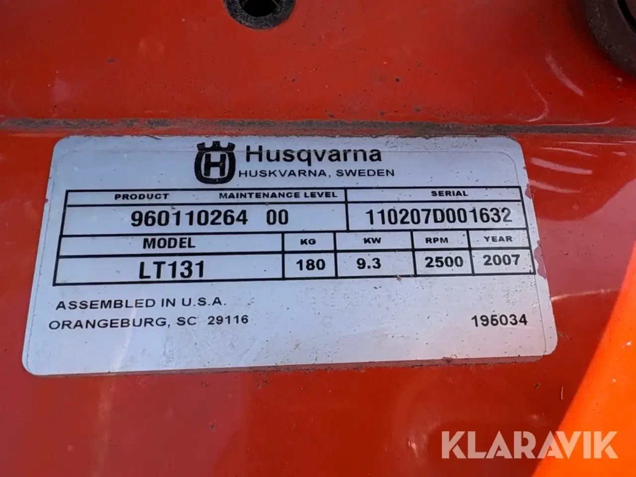 Billede 5 - Græsslåmaskine Husqvarna LT131