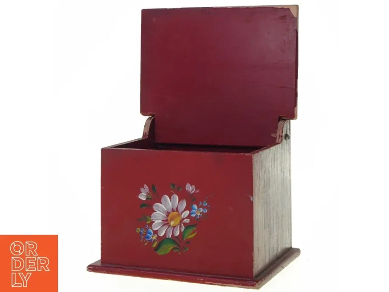 Billede 2 - Retro Salt boks med blomster maleri (str. 23 x 15 cm)