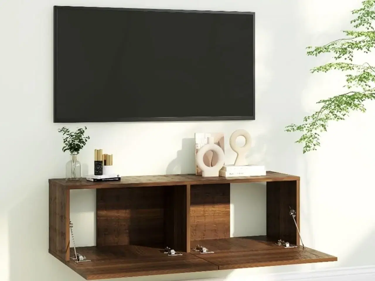 Billede 3 - Væghængt tv-bord 100x30x30 cm konstrueret træ brun egetræsfarve