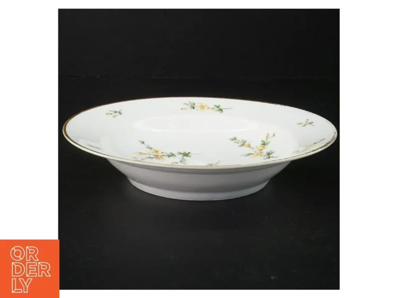 Billede 3 - Porcelænsdybe tallerkener med blomsterdekoration og guldkant (str. 20,5 cm)