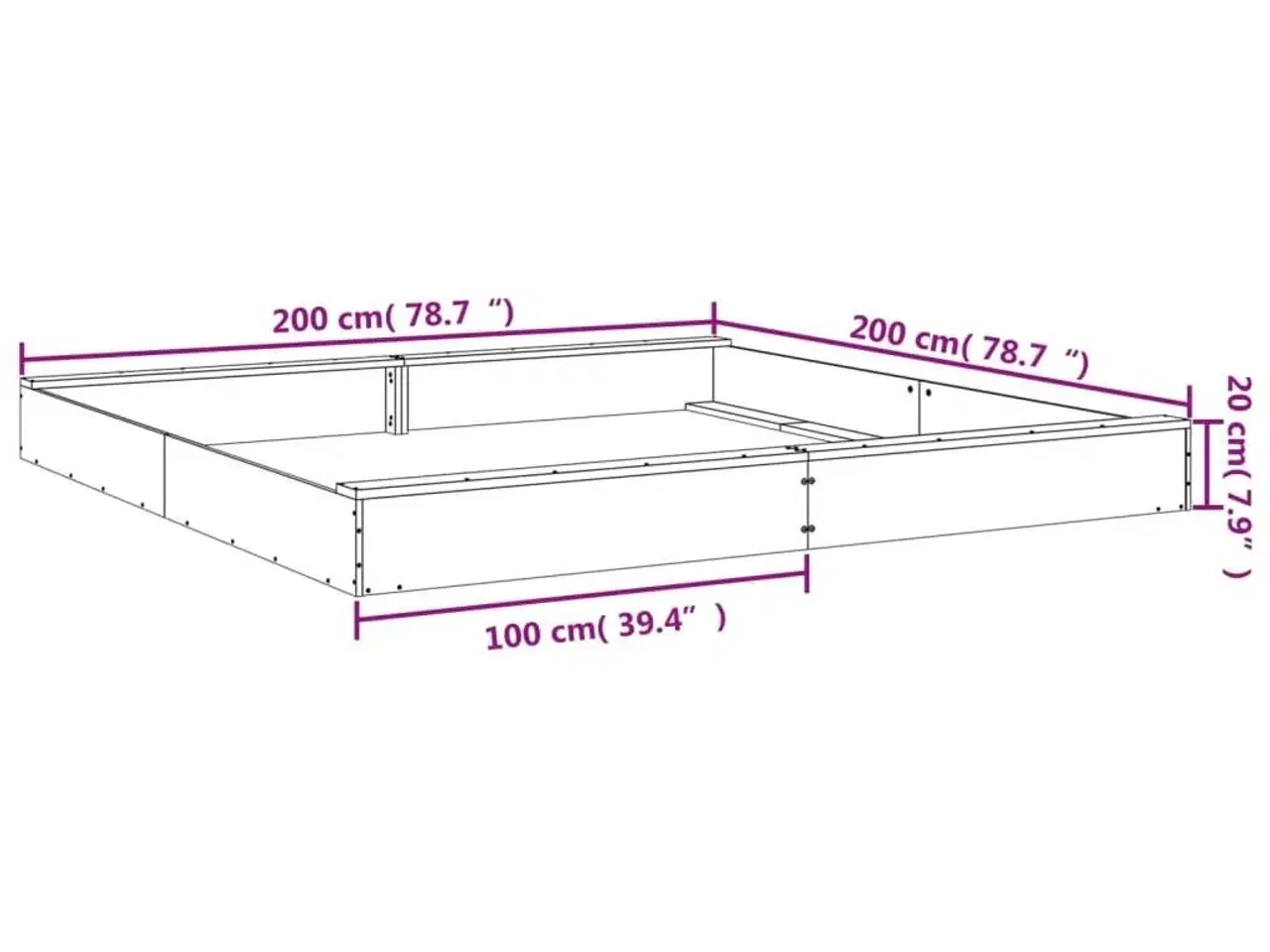Billede 9 - Sandkasse med sæder firkantet massivt fyrretræ sort