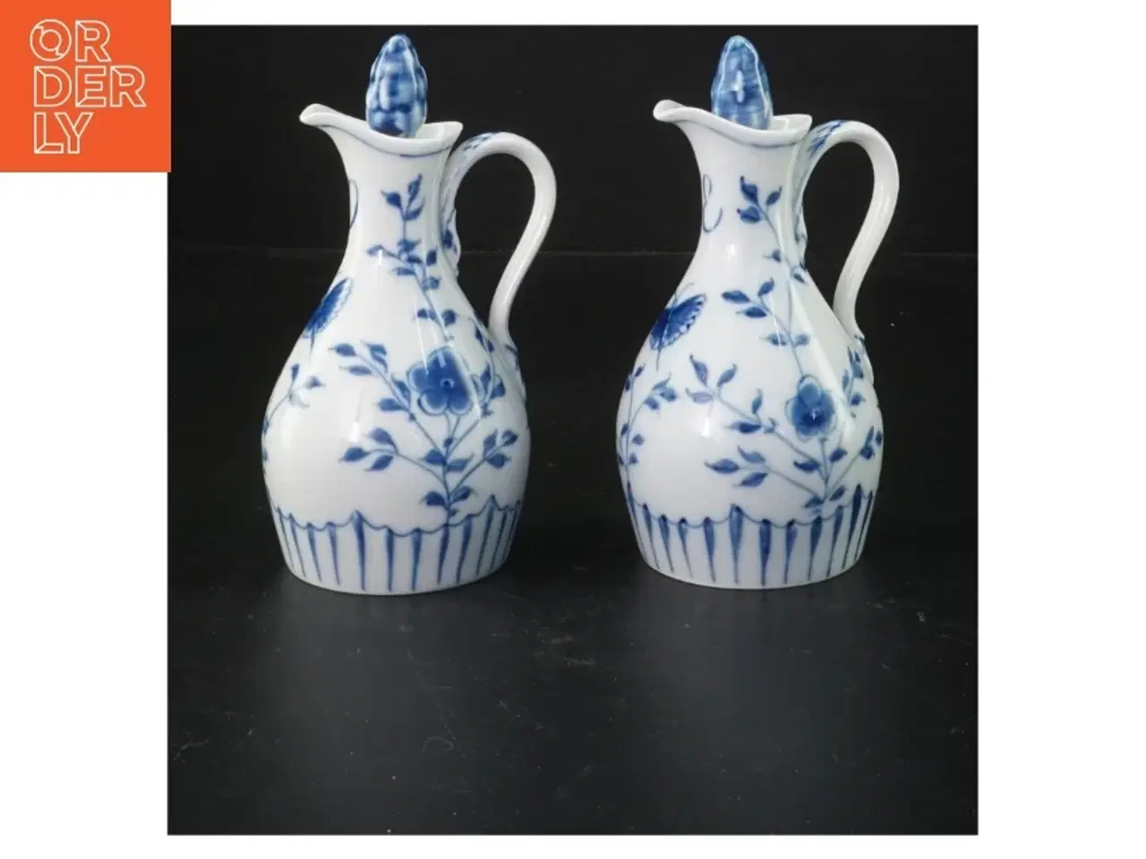 Billede 3 - 2 stk mussemalet 197/391 oli/eddike kander  Porcelænsflasker med låg fra Royal Copenhagen (str. 15 cm)