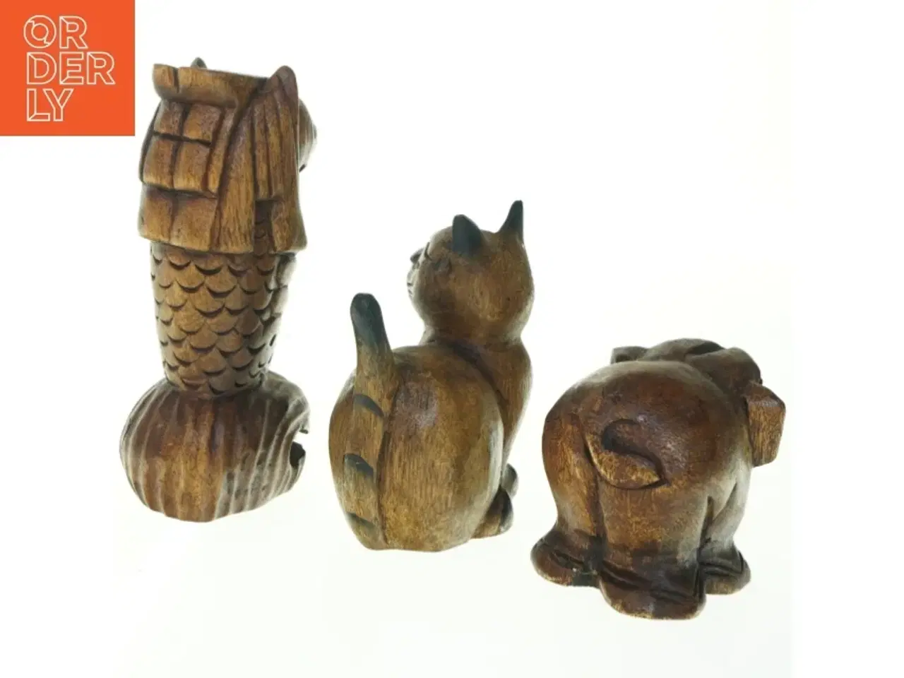Billede 2 - Træ udskårne dyrefigurer (str. 11 x 9 cm. og, 15 x 11 cm. og 21 x 9 cm)