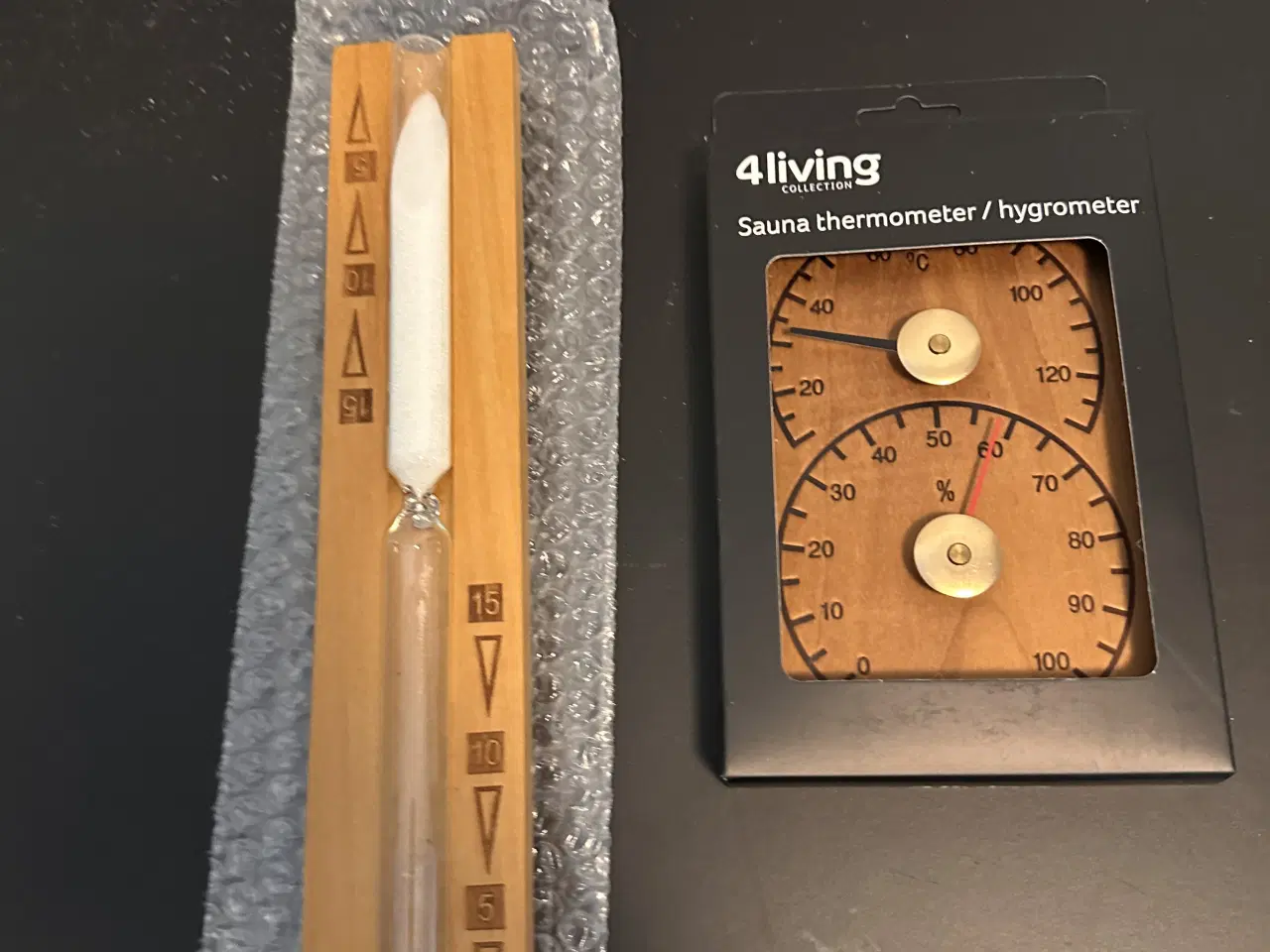 Billede 2 - Saunaspand - hygrometer - termometer- timeglas