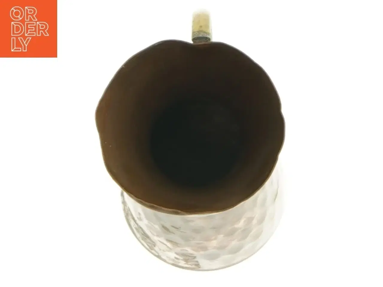Billede 2 - Patineret Kobber vase, kande med messing håndtag(str. 20 cm)