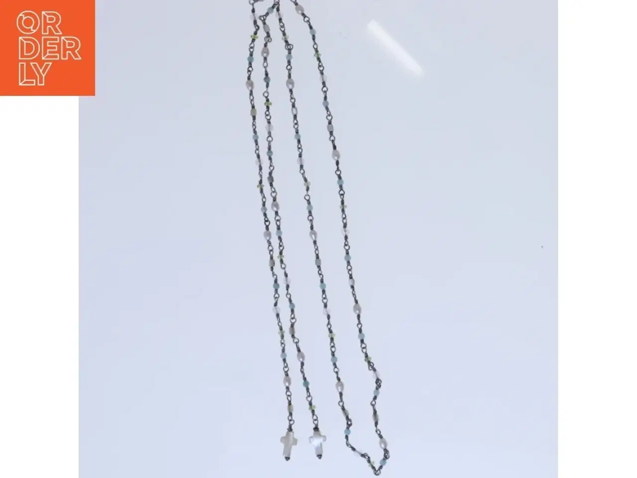 Billede 3 - Lang sølvhalskæde med farvede perler fra Le Carre (str. 102 cm)