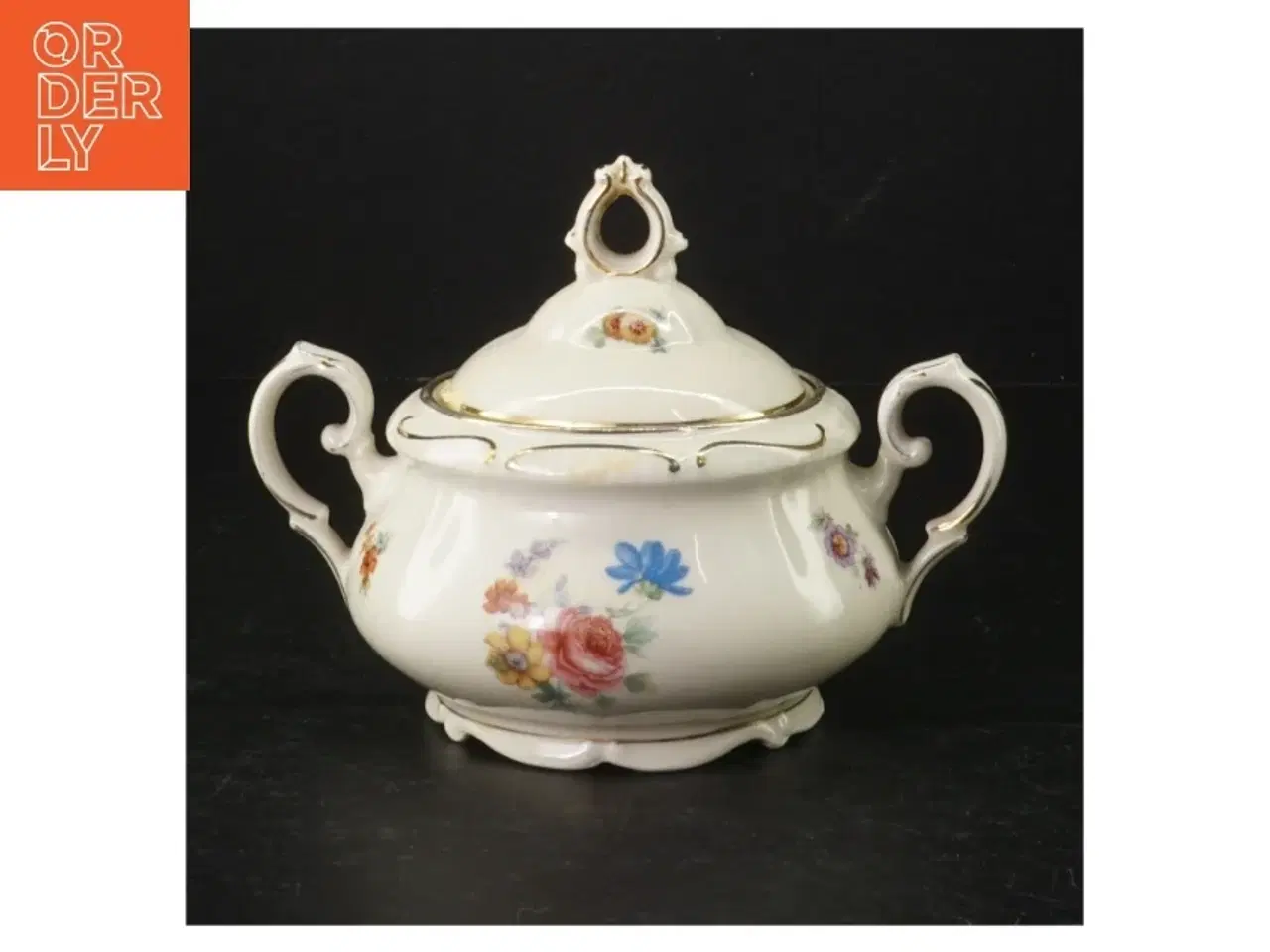Billede 1 - Porcelæn sukkerkrukke med låg (str. Ø. 12 cm)