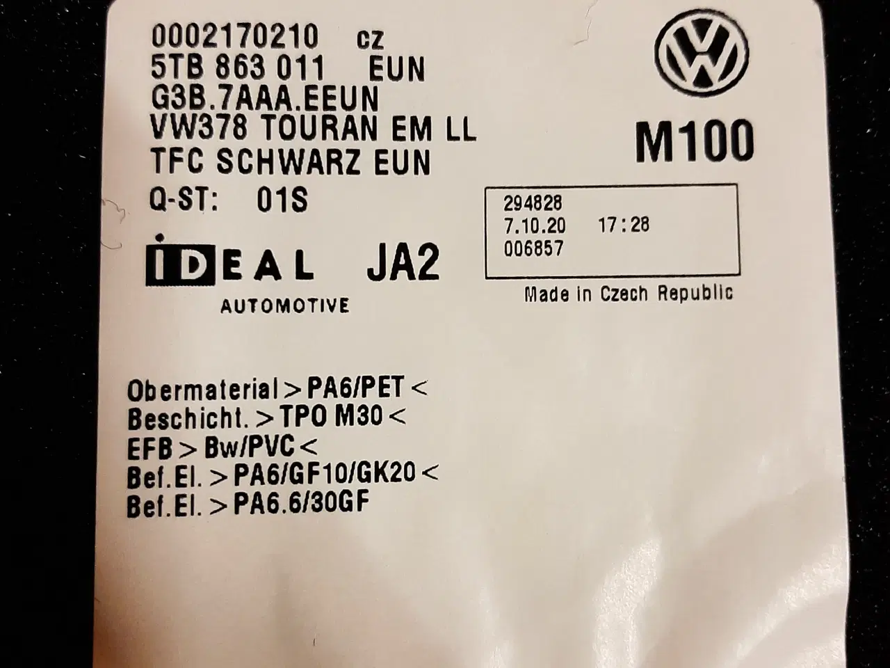 Billede 2 - VW Touran  stof bundmåtter. 