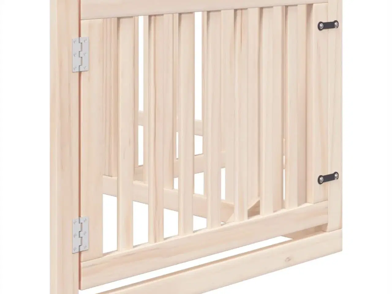 Billede 5 - Hundegitter med dør, foldbar, 4 paneler, 320 cm, poppeltræ