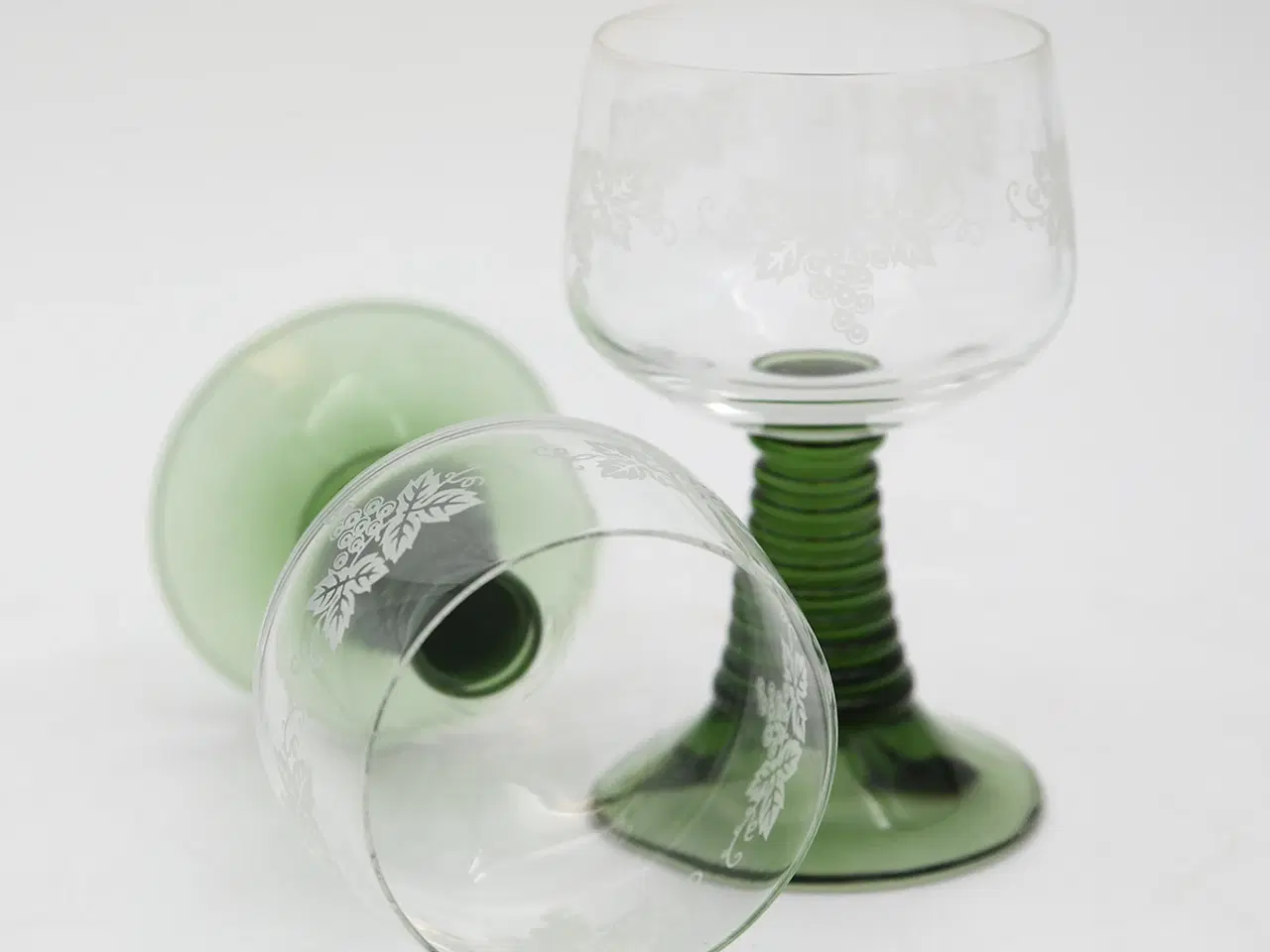 Billede 5 - Franske Rømerglas til rødvin, grøn stilk