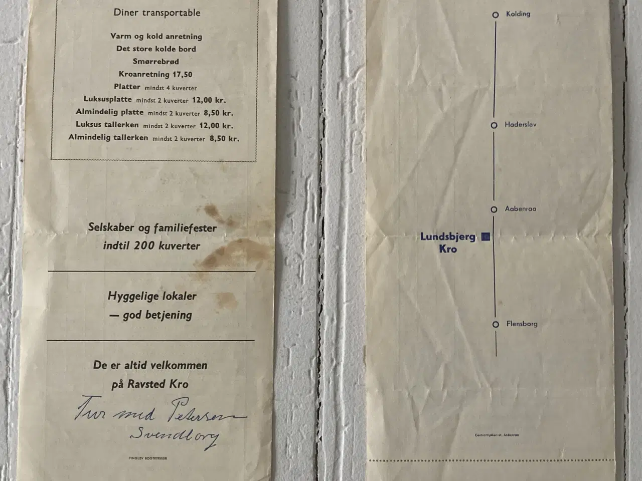 Billede 7 - 2 gl. Smørrebrødssedler fra 60`erne