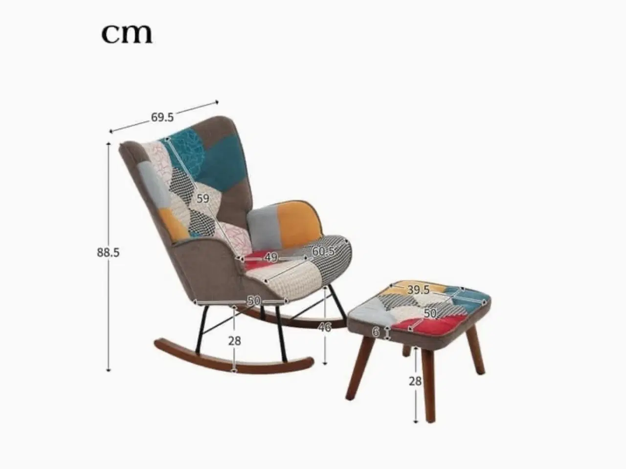 Billede 4 - Raumio patchwork læne/gyngestol med skammel