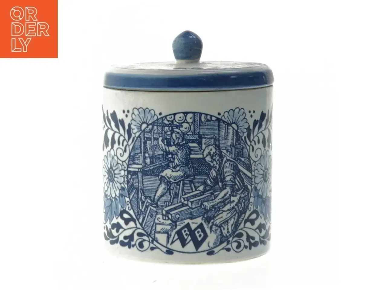 Billede 2 - Lågkrukke med motiv (str. Ø. 10,5 cm længde. 11 cm)