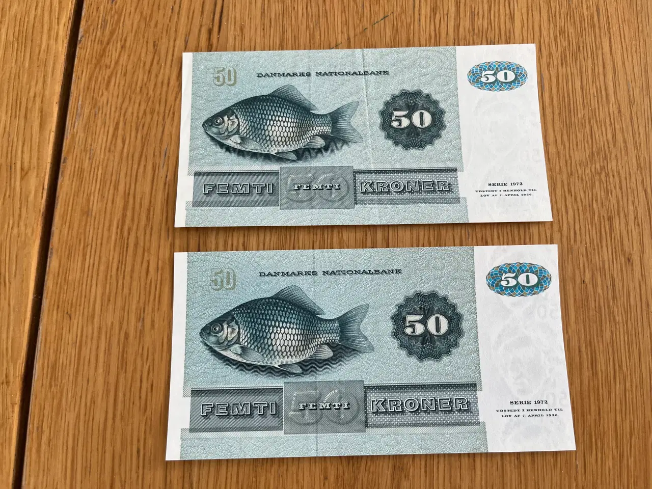 Billede 2 - 2 bankfriske 50 kr. sedler fra 70’erne