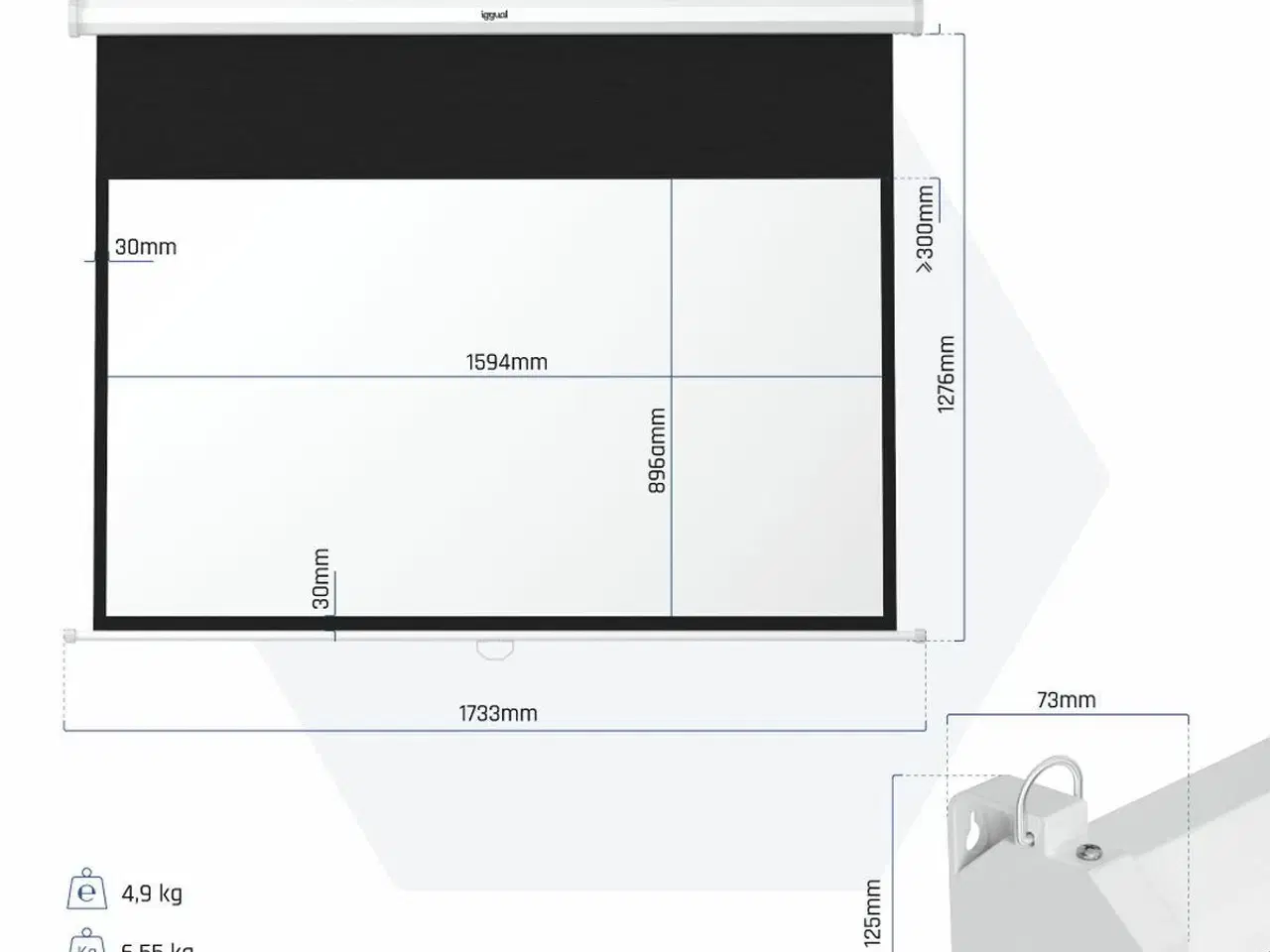 Billede 15 - Projektorlærred 72" 16:9 - manuel autostop