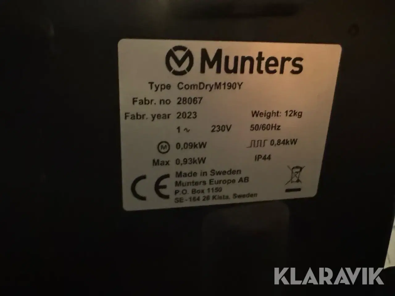 Billede 3 - Affugter Munters ComDry M190Y bærbar