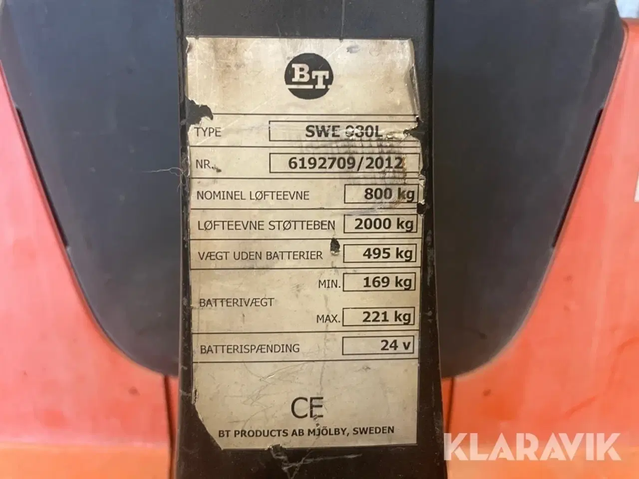 Billede 9 - Elektrisk palleløfter BT SWE 030L