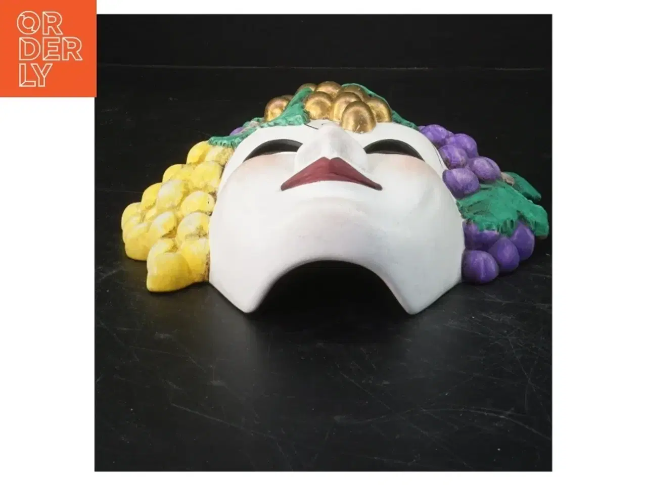 Billede 2 - Vægdekoration - Bacchus maske, håndmalet keramik (str. 24x21 cm)