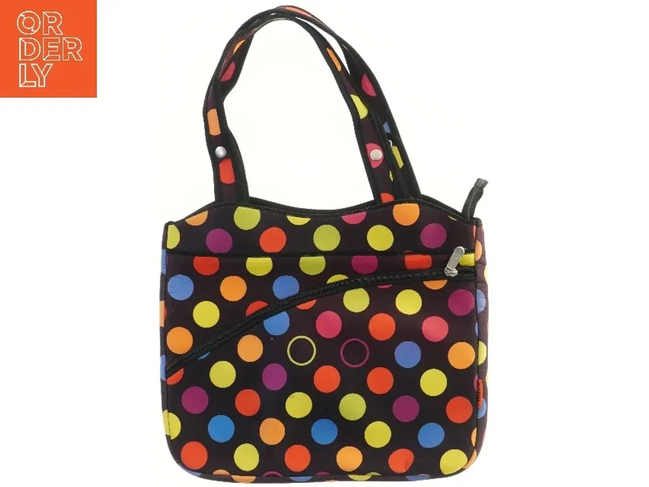 Billede 1 - Farverig neopren computertaske, taske med prikker (str. 40x34 cm)