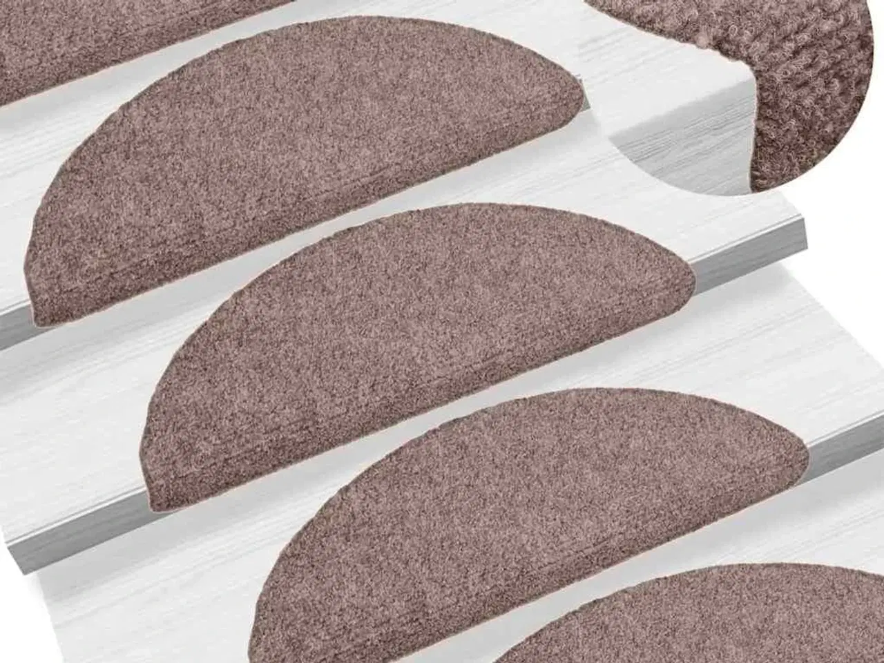 Billede 1 - Trappemåtter selvklæbende 15 stk. 56x17x3 cm lys brune halvrund