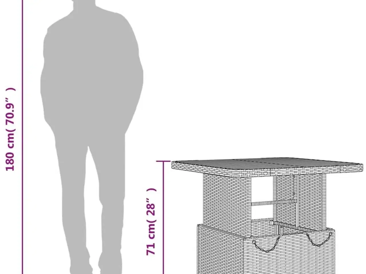 Billede 12 - Havebord 80x80x71 cm polyrattan og akacietræ sort