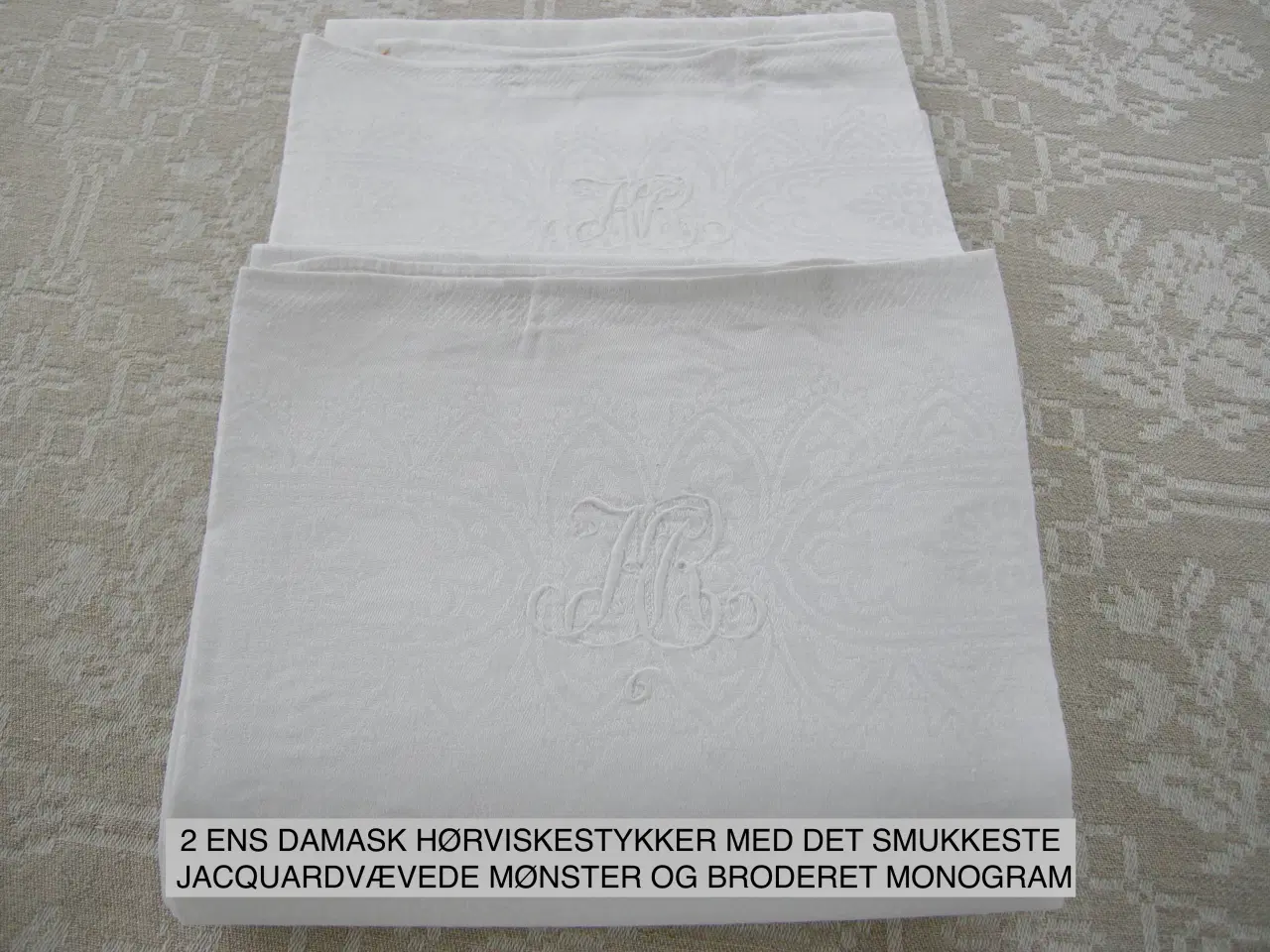 Billede 4 - LANGE Damask vintage hør viskestykker, Bordløber