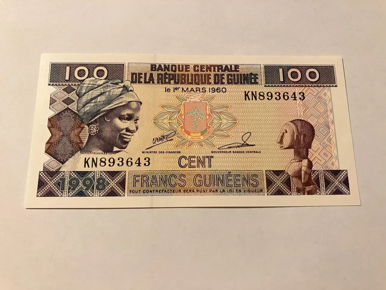 Billede 1 - 100 Francs Guinea 1998
