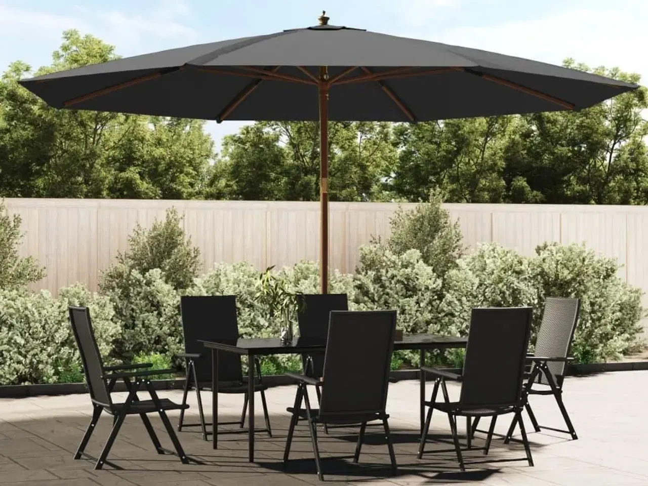 Billede 1 - Haveparasol med træstang 400x273 cm antracitgrå