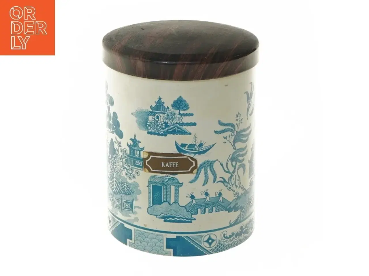 Billede 1 - Rund kaffedåse med låg (str. Ø 11,5 cm længde 15 cm)