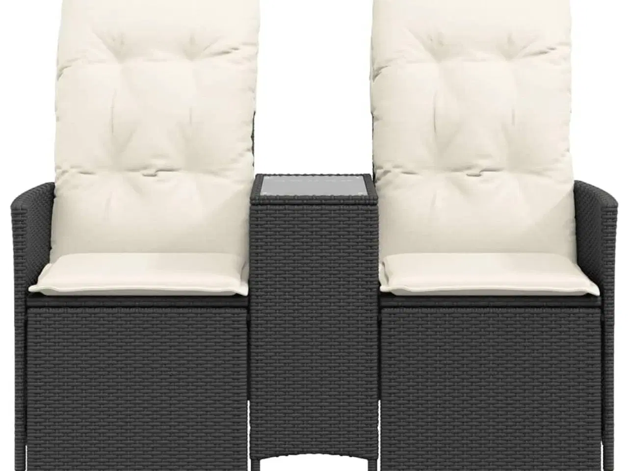 Billede 4 - 2-personers havesofa med bord og lænefunktion polyrattan sort